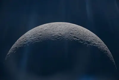 Artemis II photo ART002-E-12648: Earthset at 23:01 UTC: Earth sinking behind the Moon