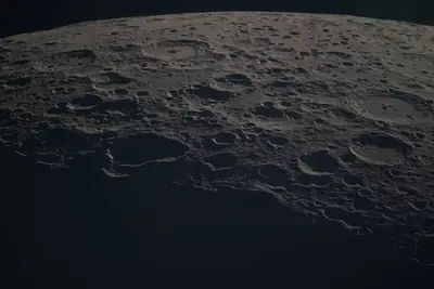 Artemis II photo ART002-E-14060: Earthset at 23:09 UTC: Earth sinking behind the Moon