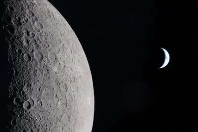 Artemis II photo ART002-E-19177: Earthset at 22:30 UTC: Earth sinking behind the Moon