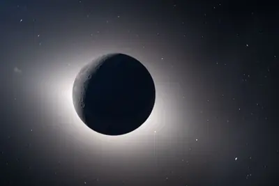 Artemis II photo ART002-E-9300: Total solar eclipse: the Moon blocks the Sun from Orion’s viewpoint